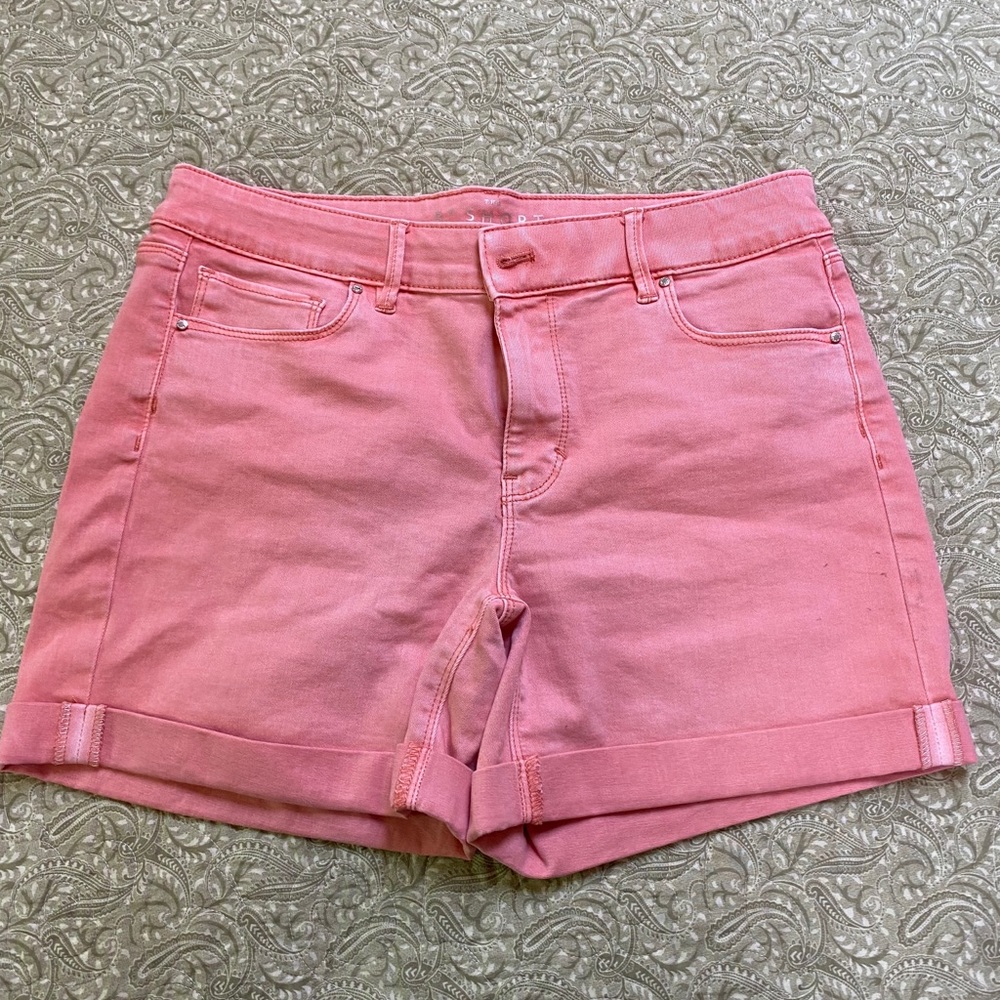 Pink denim shorts